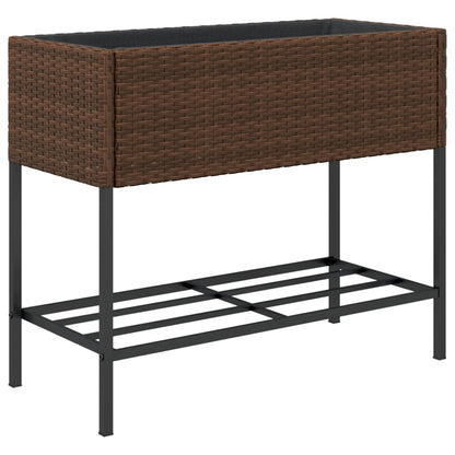 Fioriere Giardino con Ripiani 2pz Marroni 90x40x75cm Polyrattan