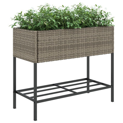 Fioriere Giardino con Ripiani 2pz Grigie Polyrattan