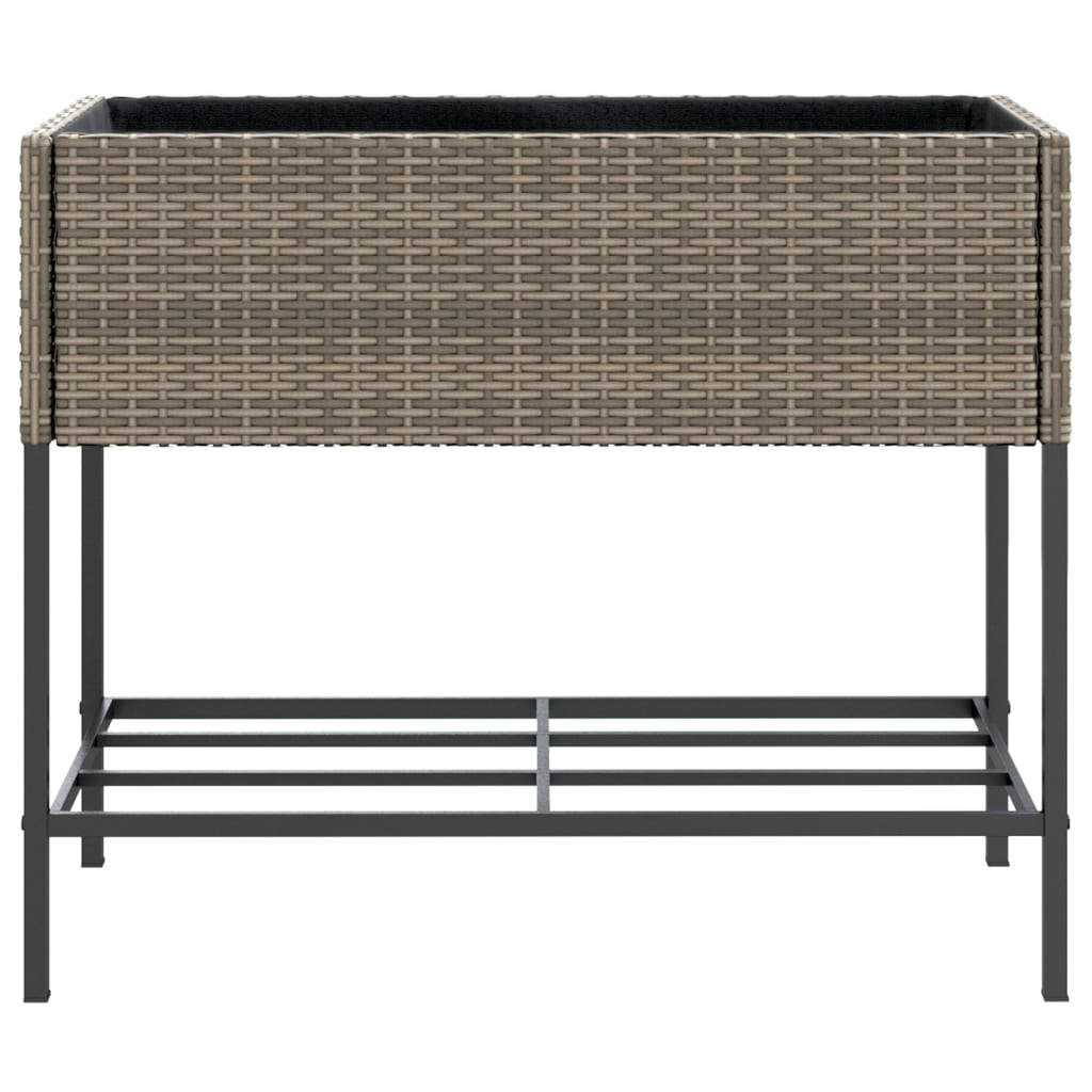 Fioriere Giardino con Ripiani 2pz Grigie Polyrattan