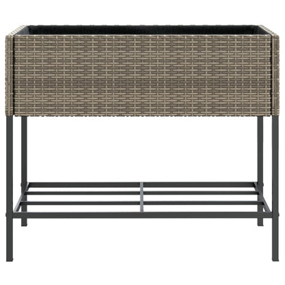 Fioriere Giardino con Ripiani 2pz Grigie Polyrattan