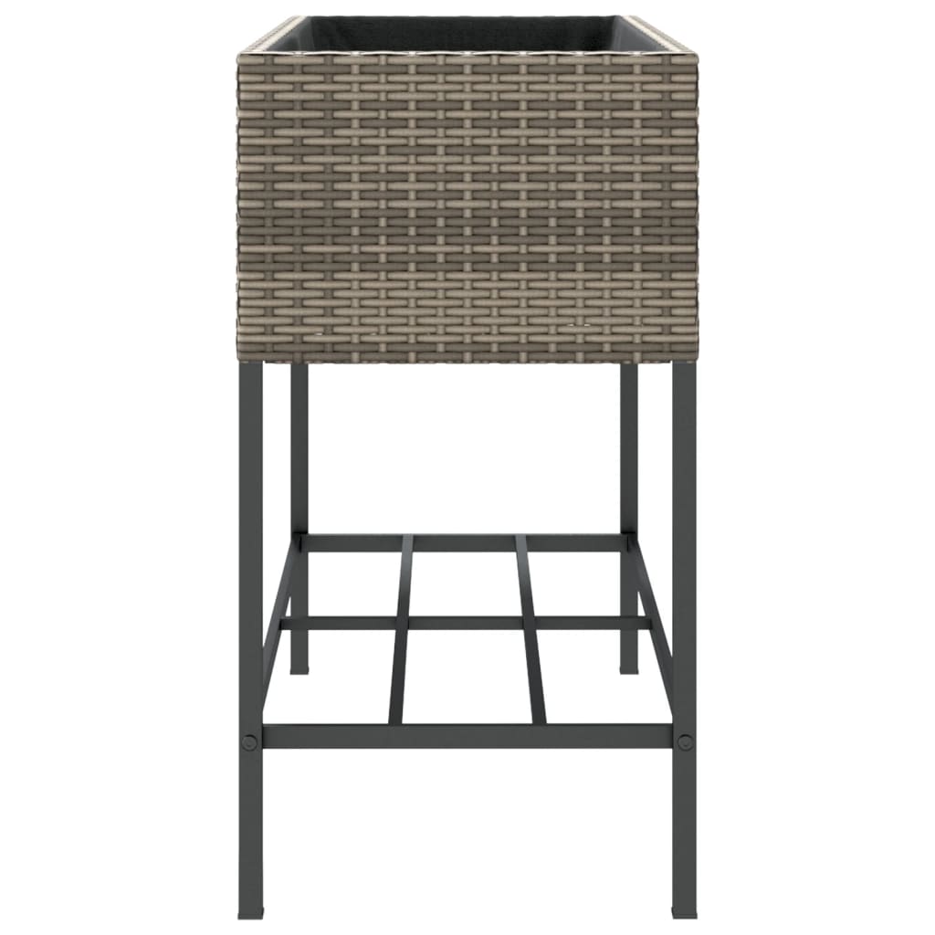 Fioriere Giardino con Ripiani 2pz Grigie Polyrattan