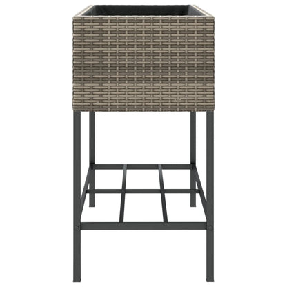 Fioriere Giardino con Ripiani 2pz Grigie Polyrattan