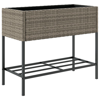 Fioriere Giardino con Ripiani 2pz Grigie Polyrattan