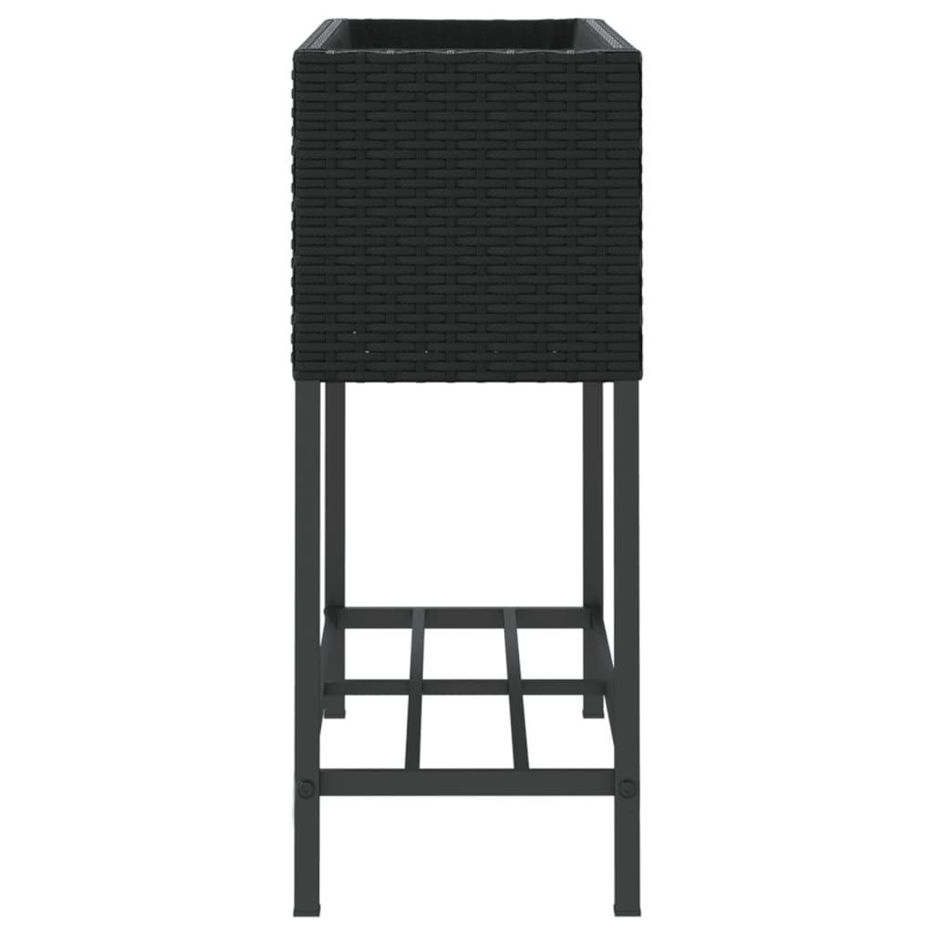 Fioriere da Giardino con Ripiani 2pz Nere 70x28x70cm Polyrattan