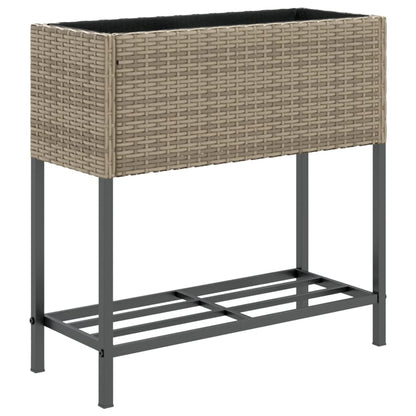Fioriere Giardino con Ripiani 2pz Grigie 70x28x70cm Polyrattan