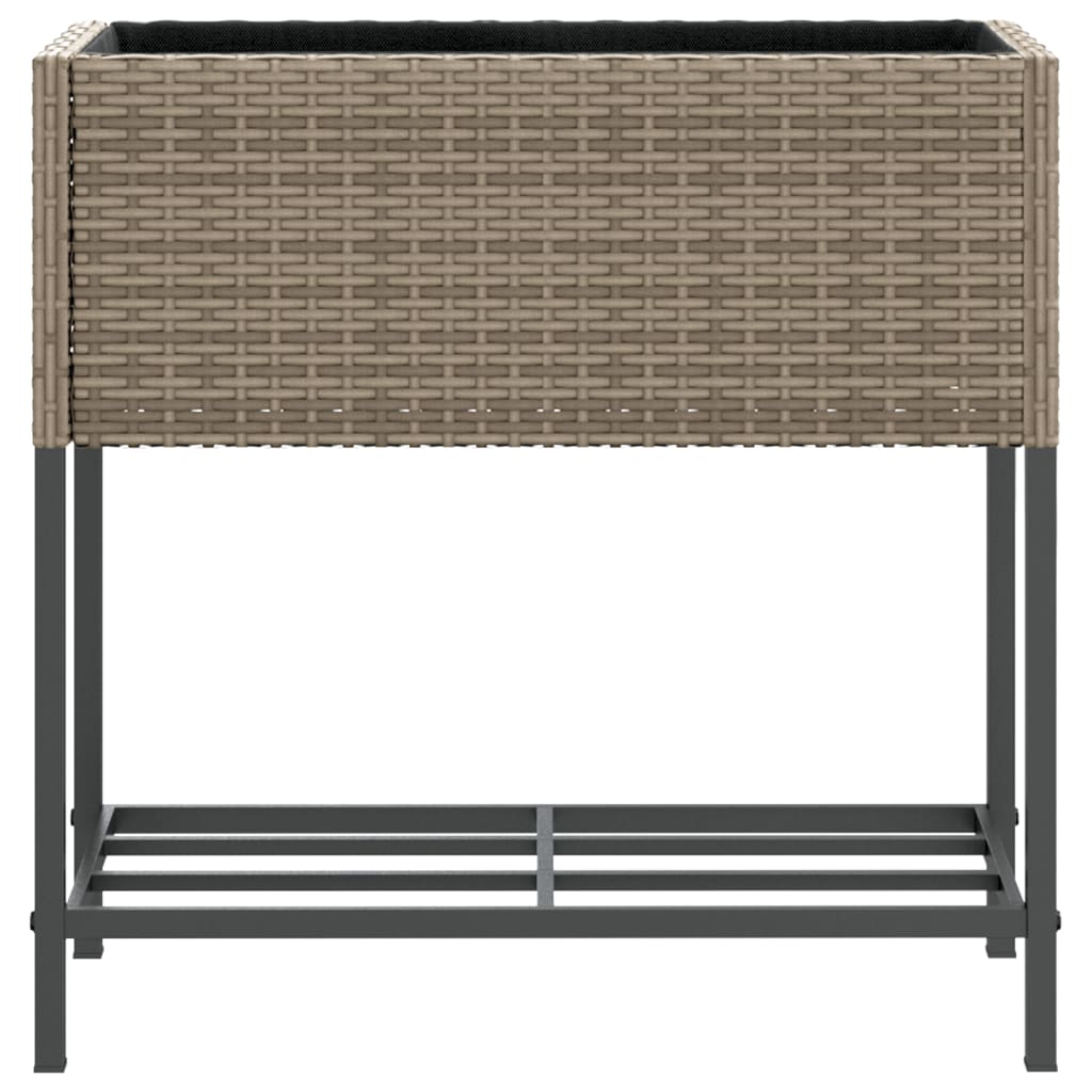 Fioriere Giardino con Ripiani 2pz Grigie 70x28x70cm Polyrattan