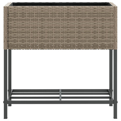 Fioriere Giardino con Ripiani 2pz Grigie 70x28x70cm Polyrattan