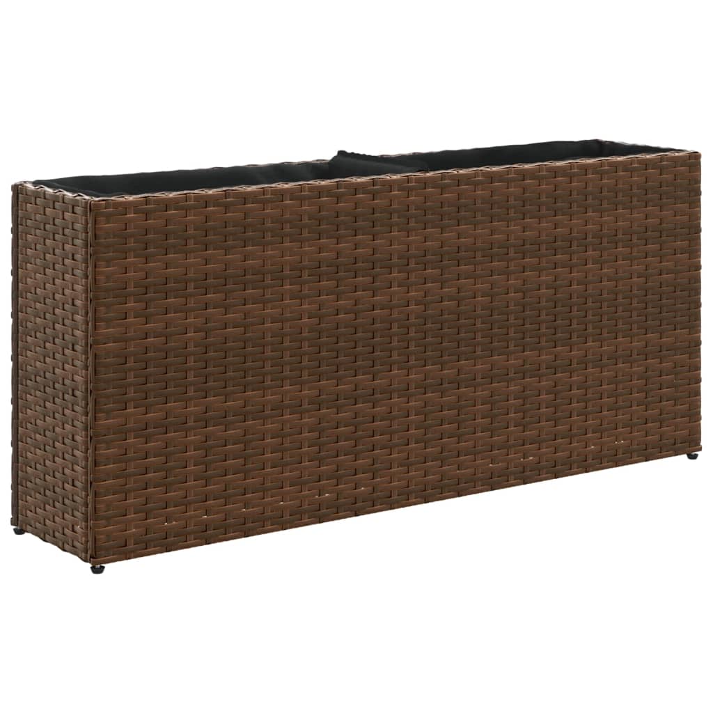 Fioriere da Giardino con 2 Vasi Marrone 90x20x40 cm Polyrattan