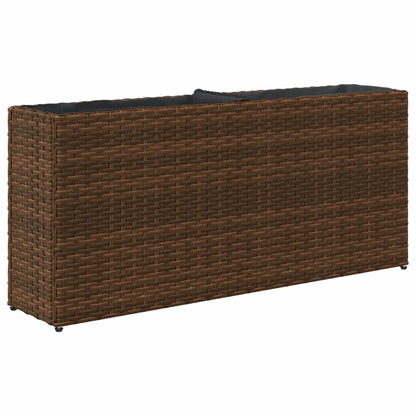 Fioriere da Giardino con 2 Vasi Marrone 90x20x40 cm Polyrattan