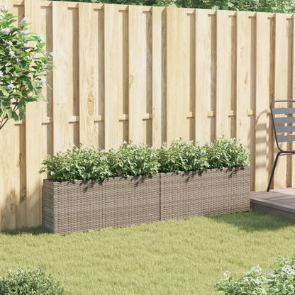 Fioriere da Giardino con 2 Vasi Grigie 90x20x40cm in Polyrattan
