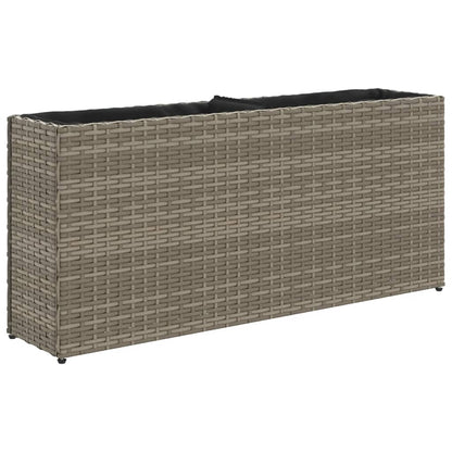 Fioriere da Giardino con 2 Vasi Grigie 90x20x40cm in Polyrattan