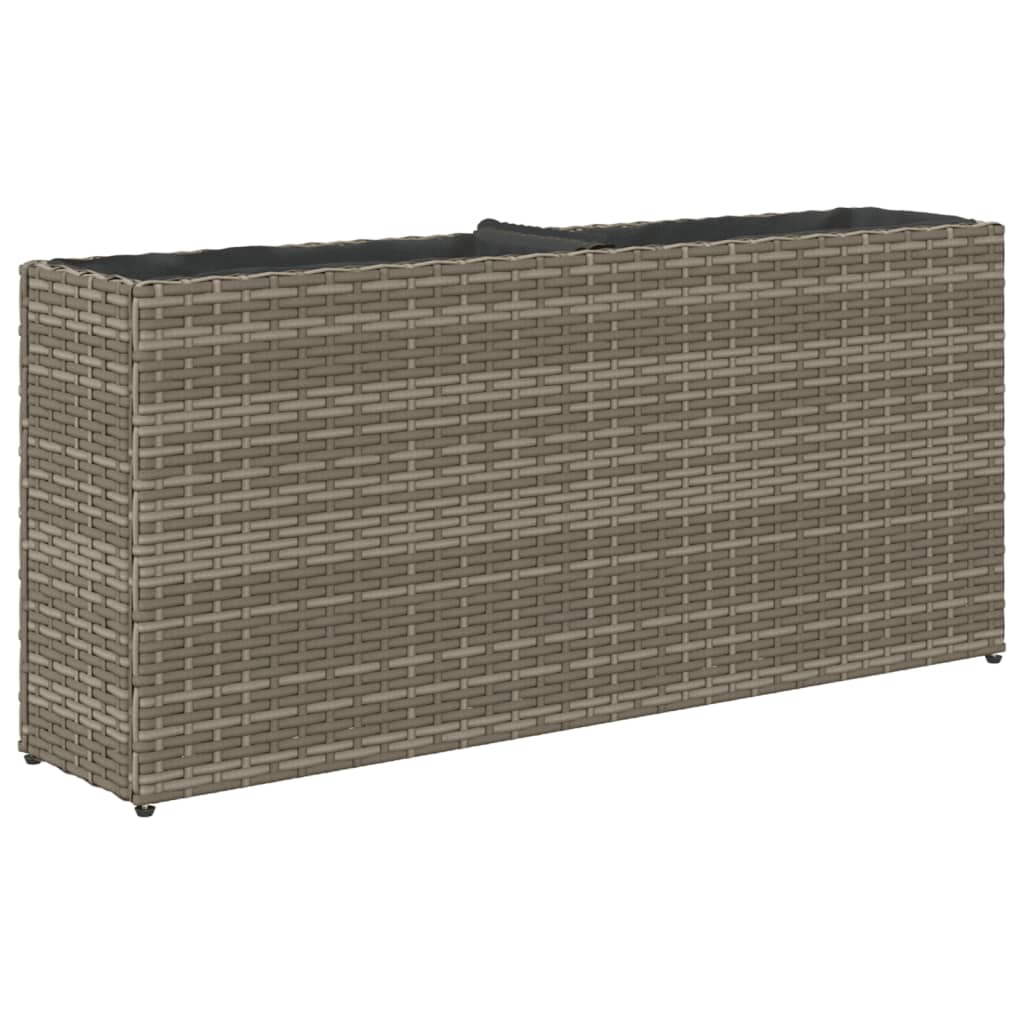 Fioriere da Giardino con 2 Vasi Grigie 90x20x40cm in Polyrattan