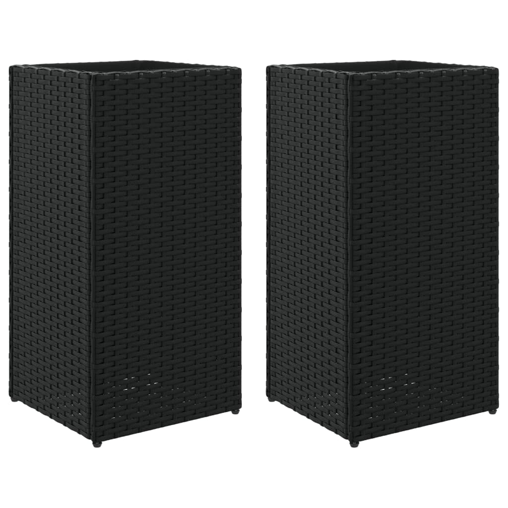 Fioriere da Giardino 2 pz Nere 30x30x60 cm in Polyrattan | homemem39
