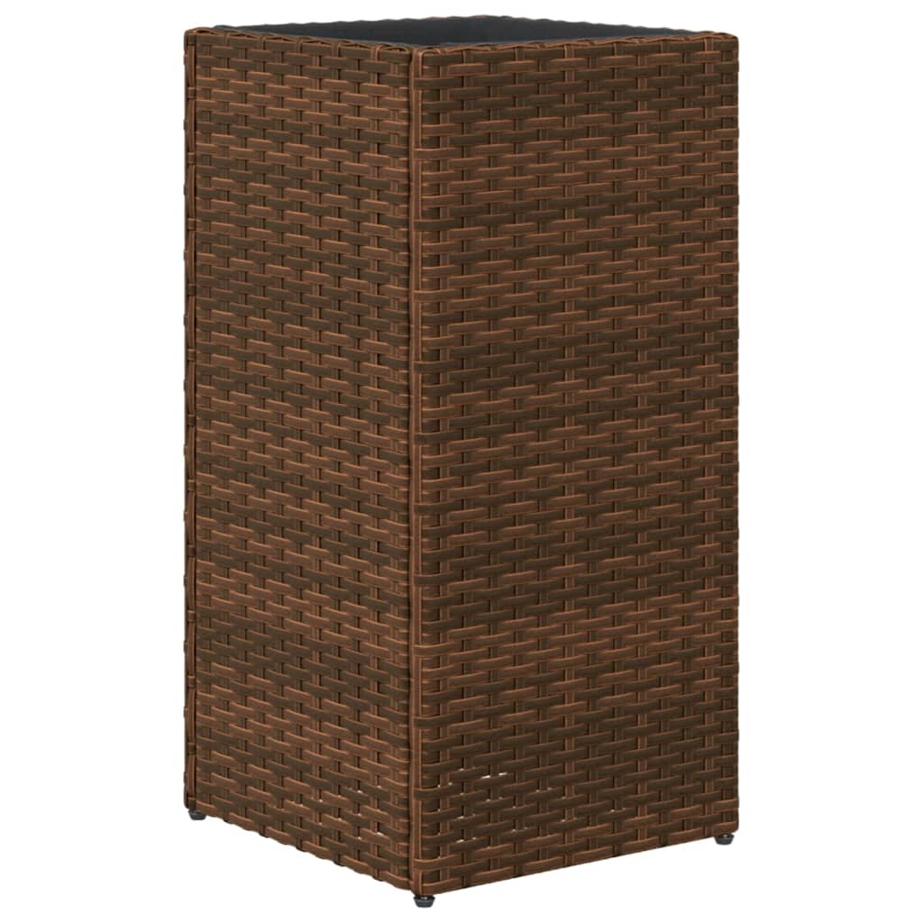 Fioriere da Giardino 2 pz Marrone 30x30x60 cm in Polyrattan
