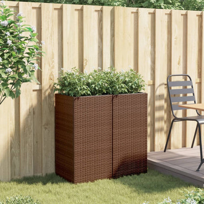 Fioriere da Giardino 2 pz Marrone 40x40x80 cm in Polyrattan