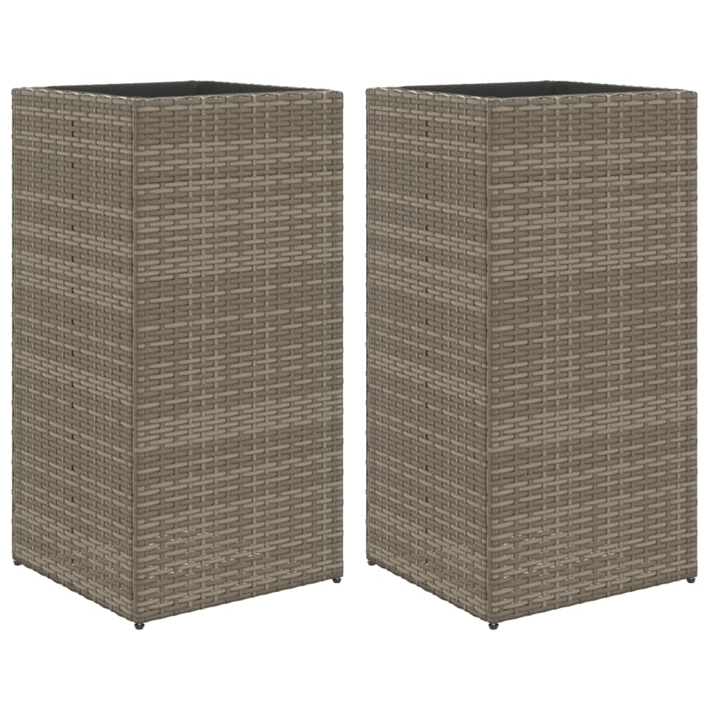 Fioriere da Giardino 2 pz Grigie in Polyrattan