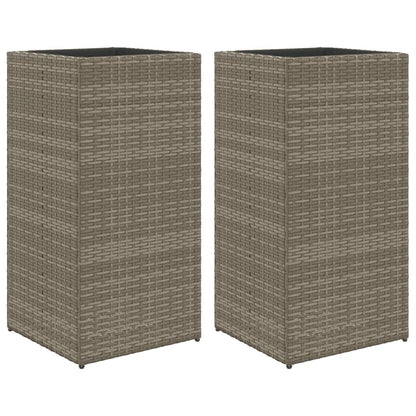 Fioriere da Giardino 2 pz Grigie in Polyrattan