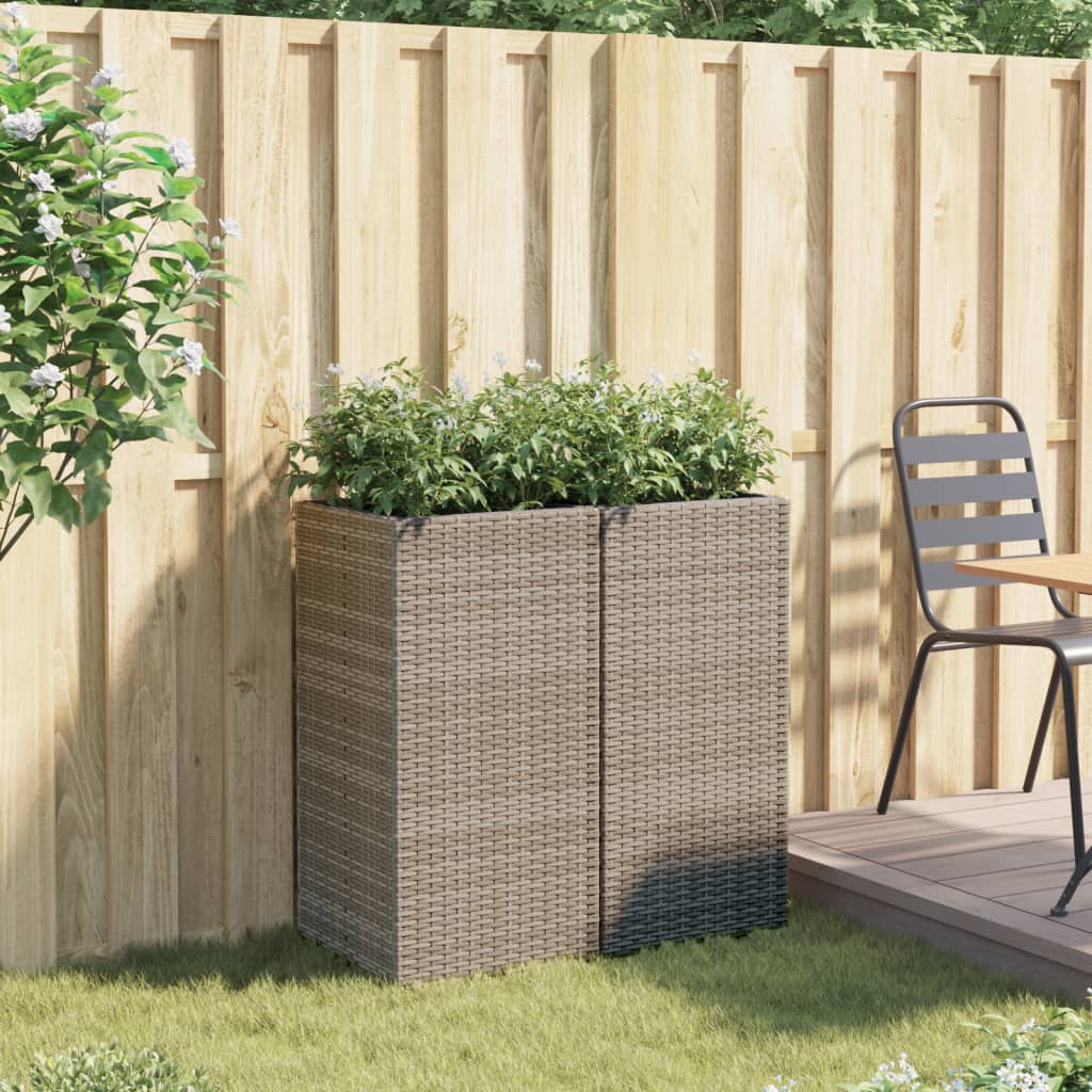 Fioriere da Giardino 2 pz Grigie in Polyrattan