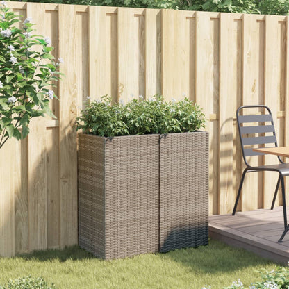 Fioriere da Giardino 2 pz Grigie in Polyrattan