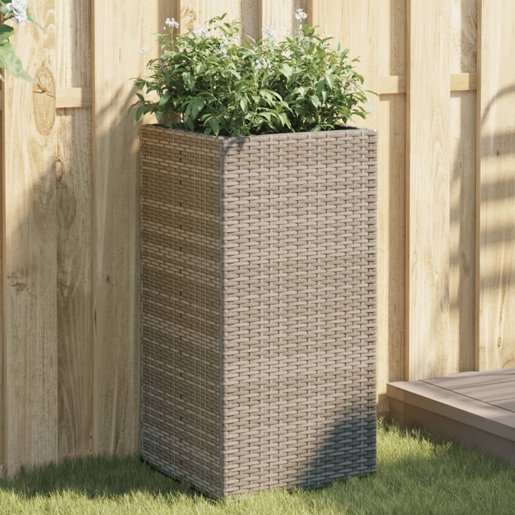 Fioriere da Giardino 2 pz Grigie in Polyrattan