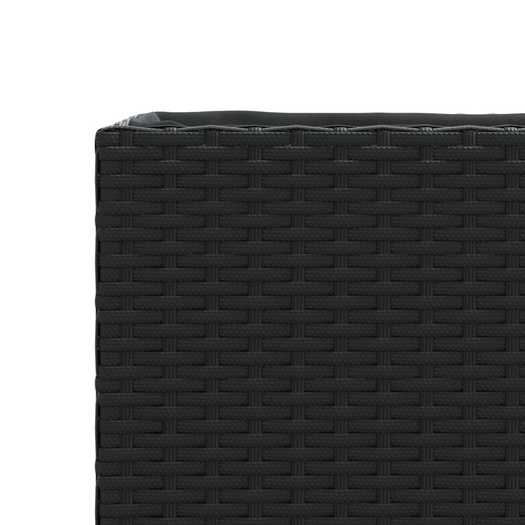 Fioriere da Giardino con 3 Vasi Nere 105x30x32 cm in Polyrattan