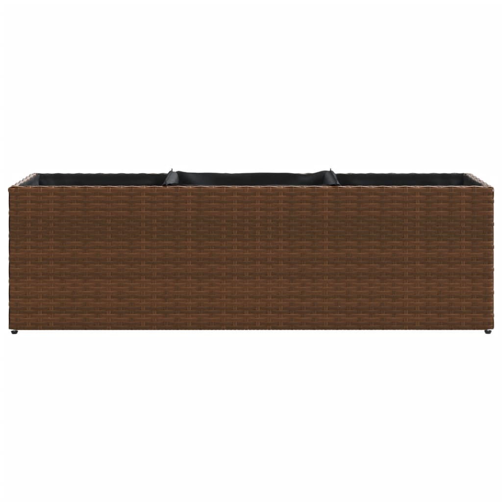 Fioriere da Giardino con 3 Vasi Marrone 105x30x32 cm Polyrattan