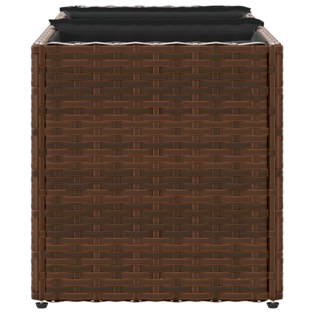 Fioriere da Giardino con 3 Vasi Marrone 105x30x32 cm Polyrattan