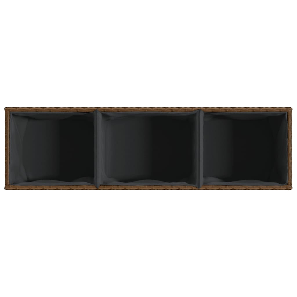 Fioriere da Giardino con 3 Vasi Marrone 105x30x32 cm Polyrattan