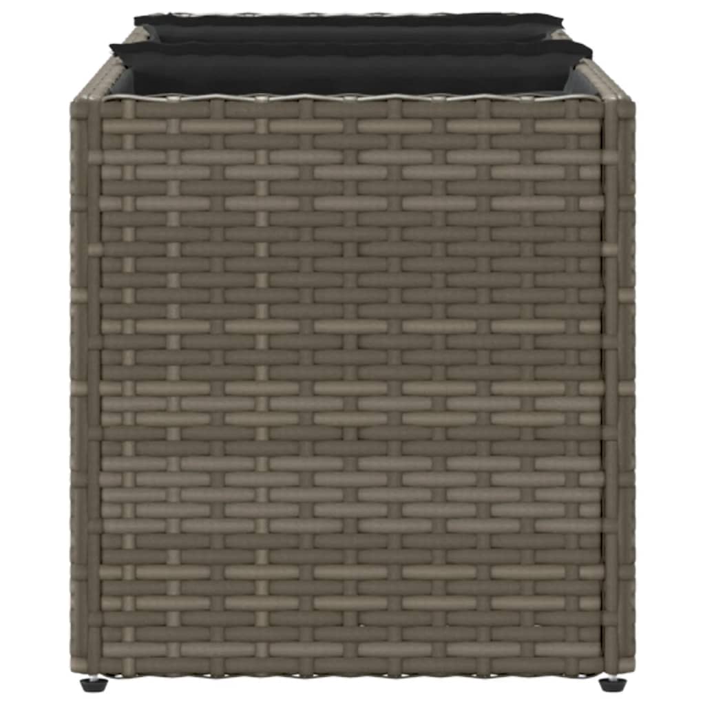 Fioriere da Giardino con 3 Vasi Grigie 105x30x32 cm Polyrattan