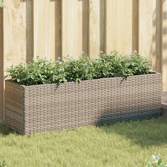 Fioriere da Giardino con 3 Vasi Grigie 105x30x32 cm Polyrattan