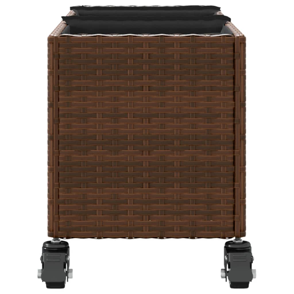 Fioriere da Giardino Ruote 2pz Marrone 107x32x38 cm Polyrattan