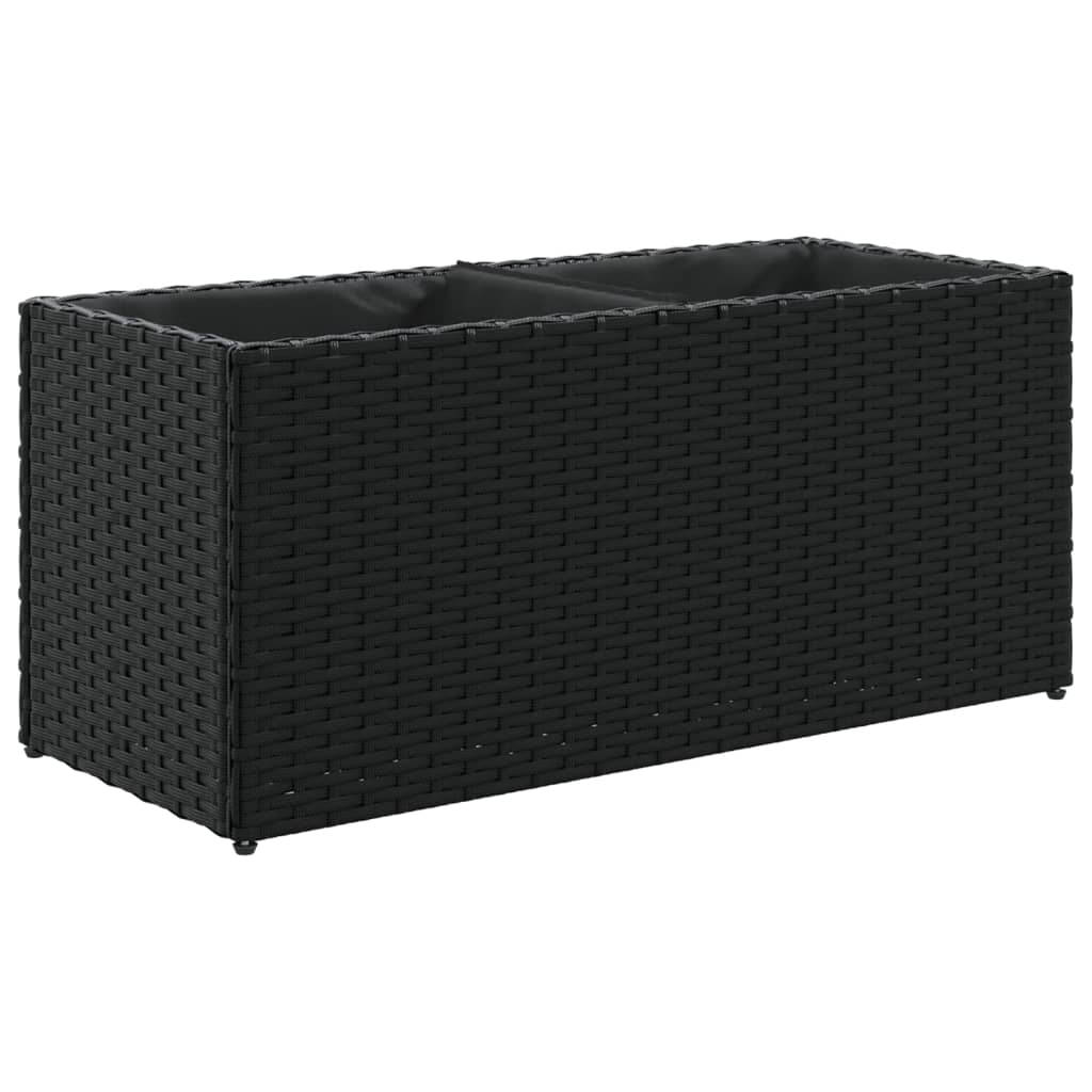 Fioriere da Giardino con 2 Vasi Nere 72x30x32 cm in Polyrattan