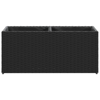 Fioriere da Giardino con 2 Vasi Nere 72x30x32 cm in Polyrattan