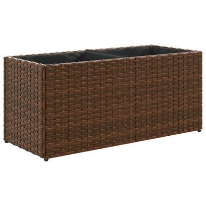 Fioriere da Giardino con 2 Vasi Marrone 72x30x32 cm Polyrattan