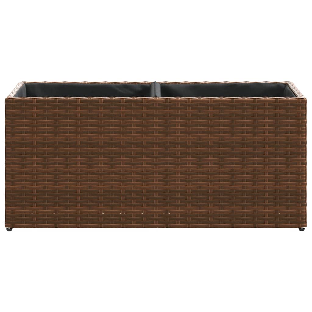 Fioriere da Giardino con 2 Vasi Marrone 72x30x32 cm Polyrattan