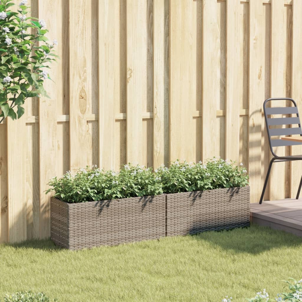 Fioriere da Giardino con 2 Vasi Grigie 72x30x32 cm Polyrattan