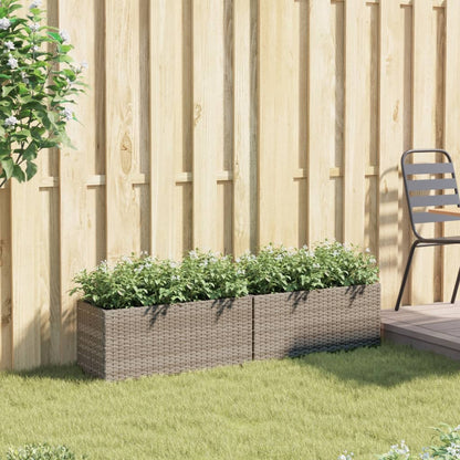 Fioriere da Giardino con 2 Vasi Grigie 72x30x32 cm Polyrattan