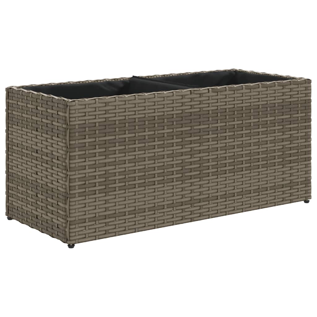 Fioriere da Giardino con 2 Vasi Grigie 72x30x32 cm Polyrattan