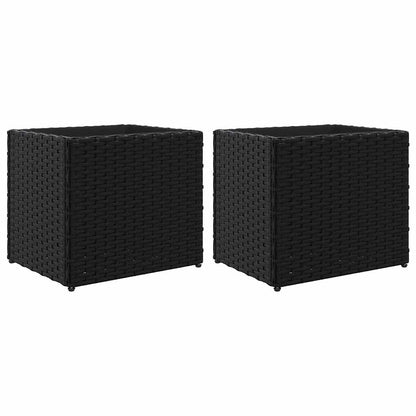 Fioriere da Giardino 2 pz Nere in Polyrattan