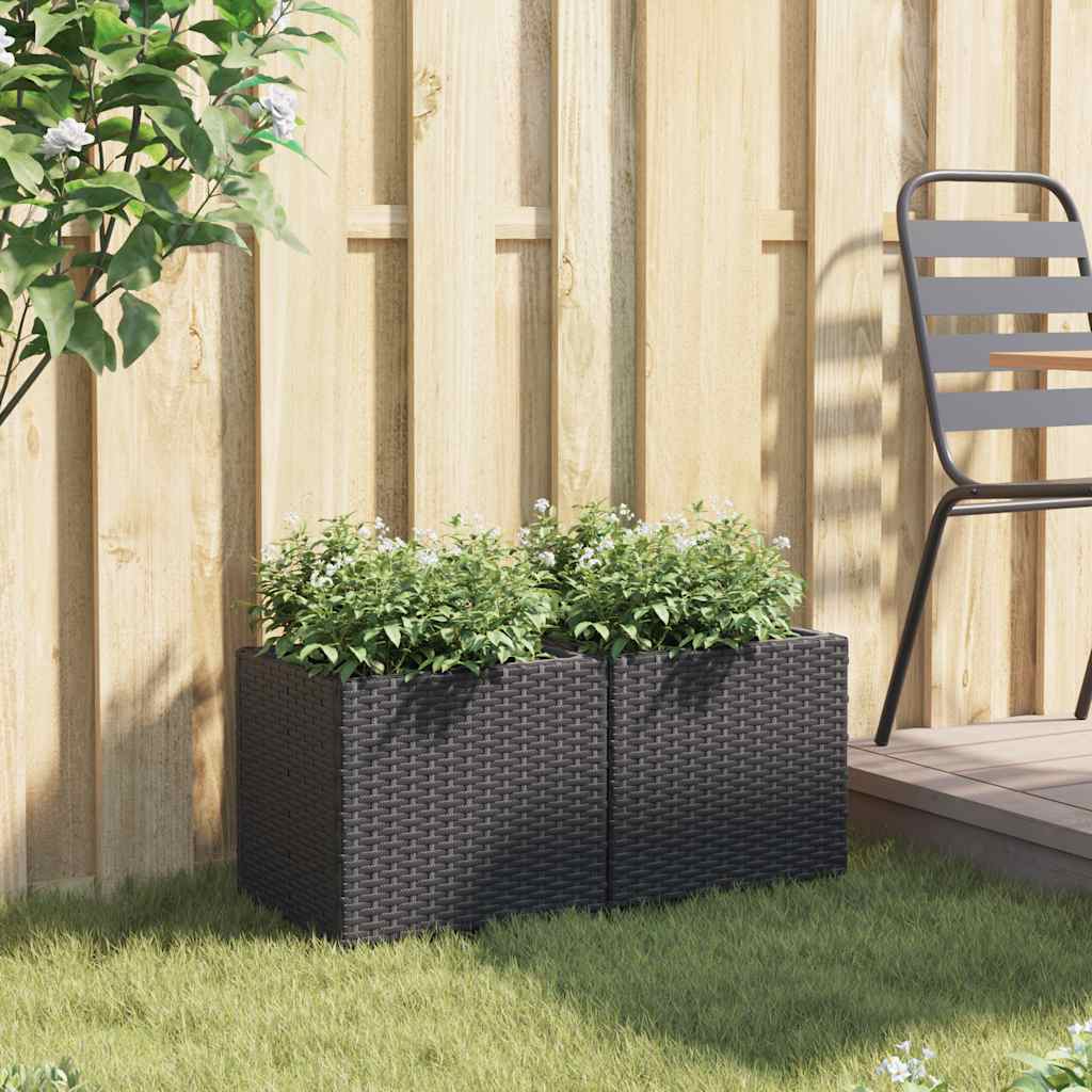 Fioriere da Giardino 2 pz Nere in Polyrattan