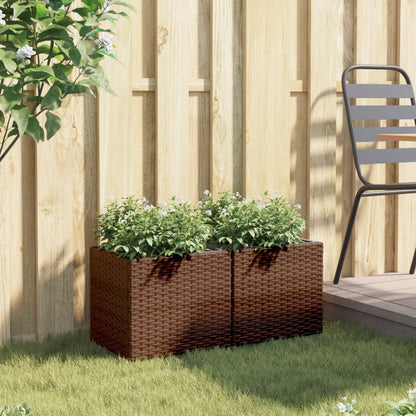 Fioriere da Giardino 2 pz Marrone 36x30x32 cm in Polyrattan