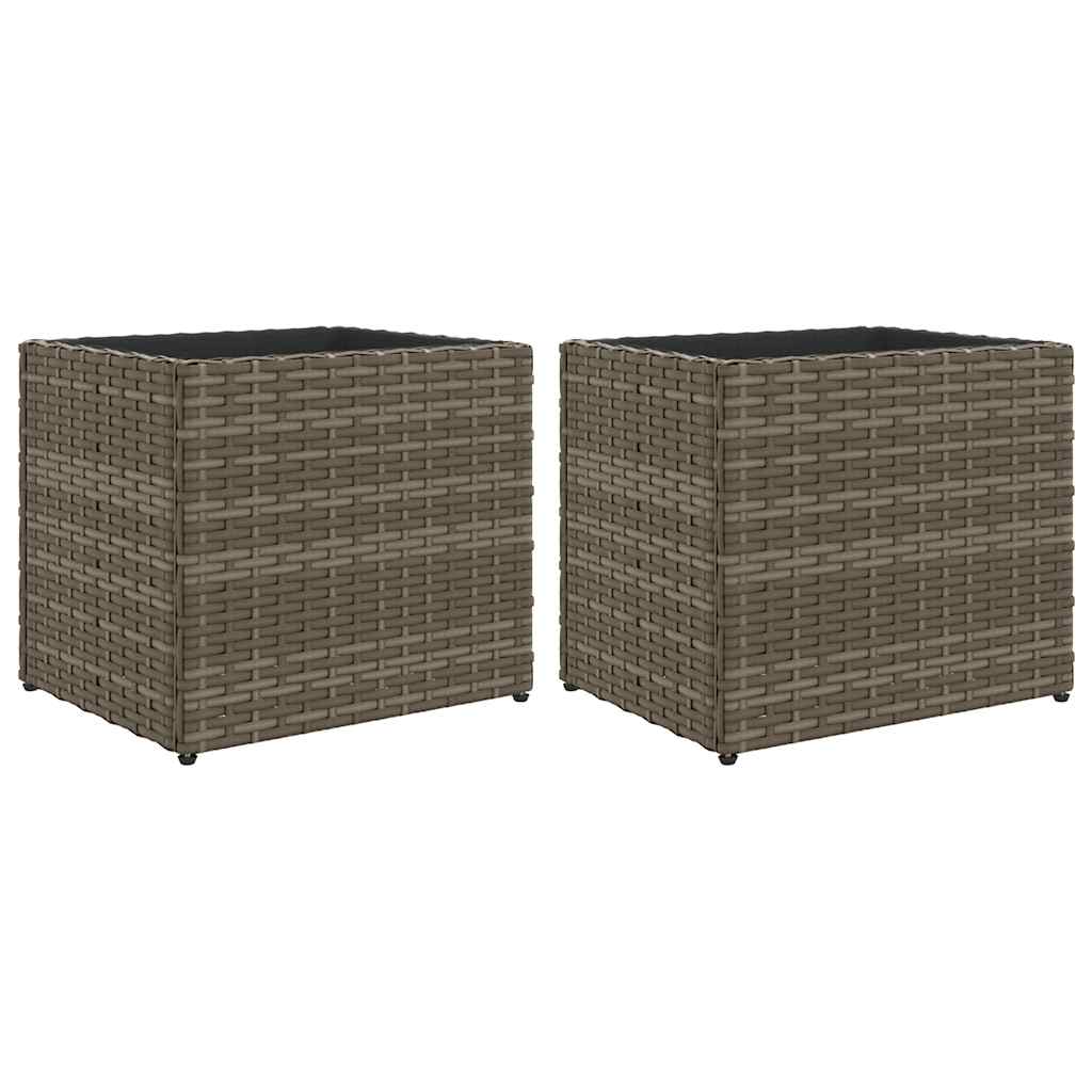 Fioriere da Giardino 2 pz Grigie in Polyrattan