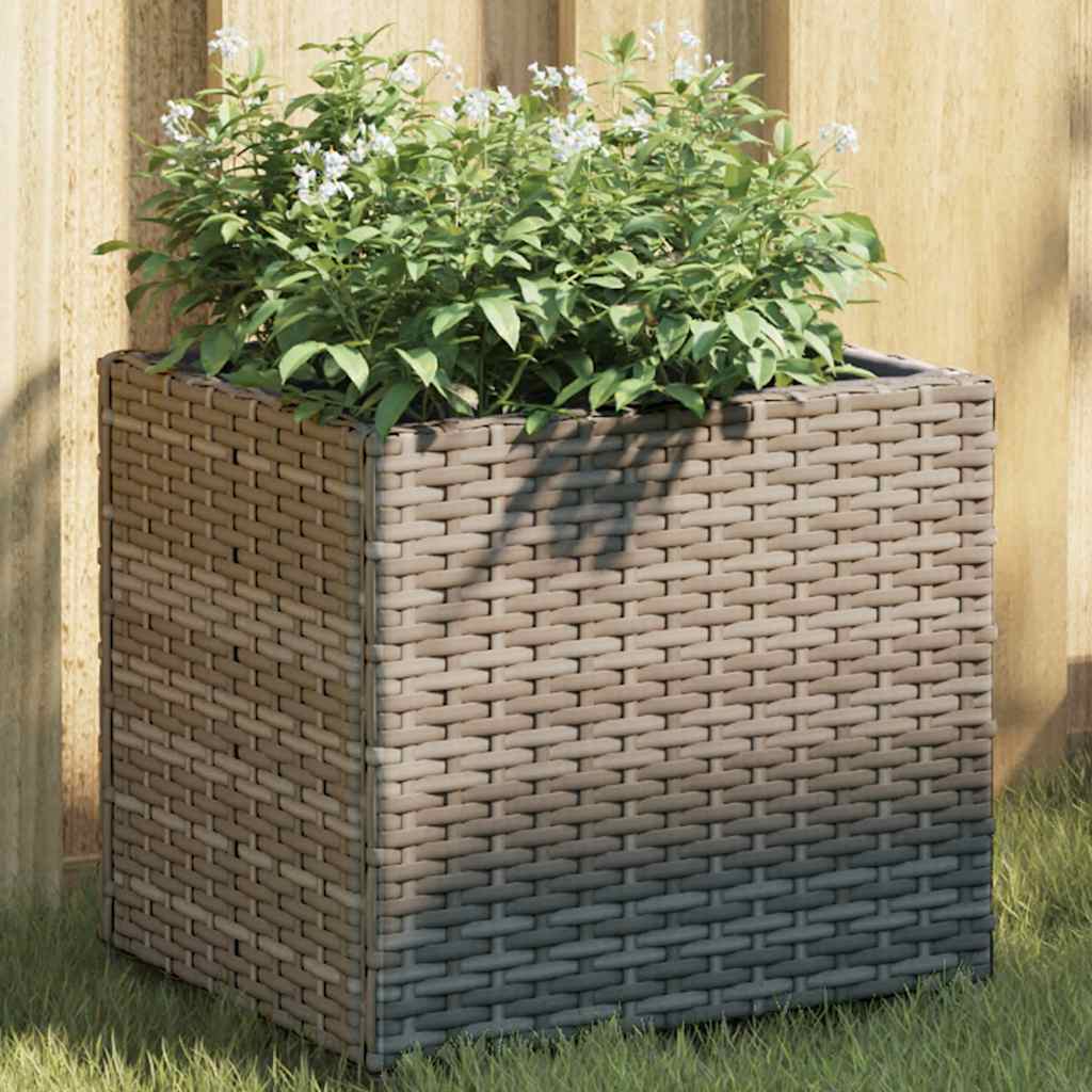 Fioriere da Giardino 2 pz Grigie in Polyrattan
