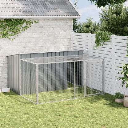 Casetta Cani con Corsa Antracite 197x194x110 cm Acciaio Zincato - homemem39