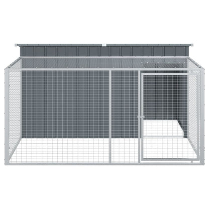 Casetta Cani con Corsa Antracite 197x194x110 cm Acciaio Zincato - homemem39