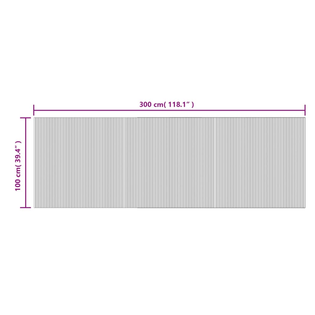 Tappeto Rettangolare Grigio 100x300 cm in Bambù - homemem39