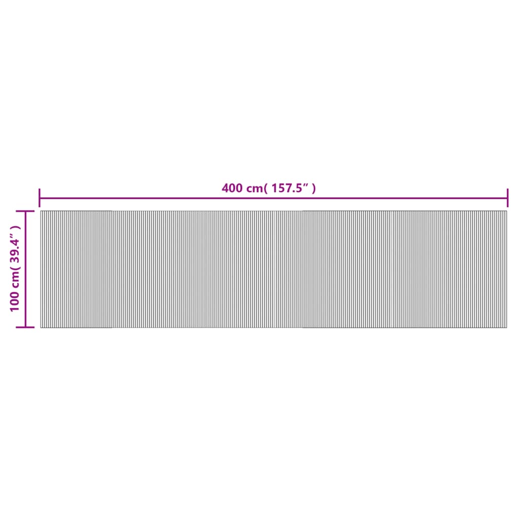 Tappeto Rettangolare Grigio 100x400 cm in Bambù - homemem39