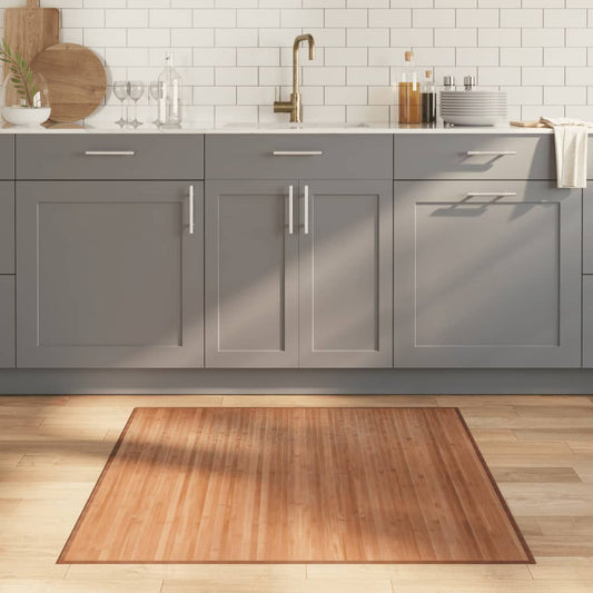 Tappeto Quadrato Naturale 100x100 cm in Bambù