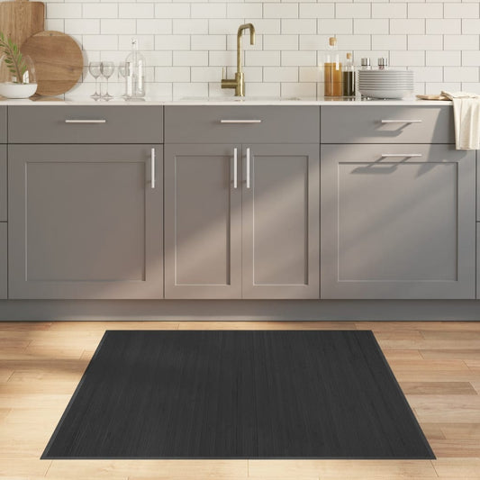 Tappeto Quadrato Grigio 100x100 cm in Bambù - homemem39