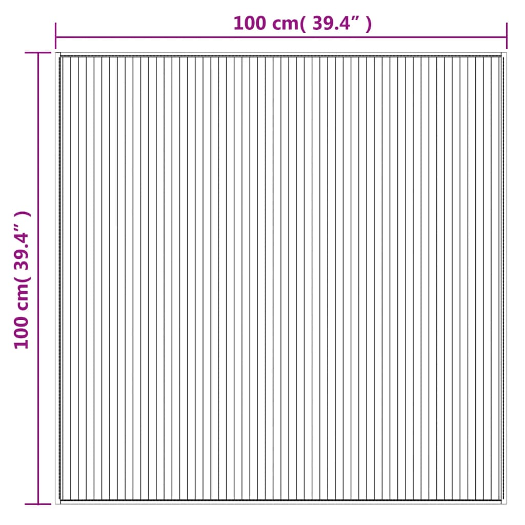 Tappeto Quadrato Marrone Scuro 100x100 cm in Bambù | homemem39